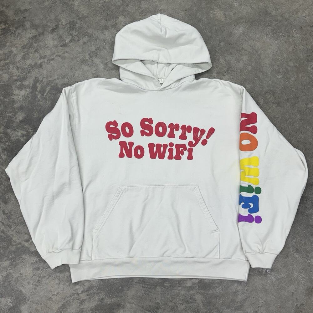 Madhappy Hooded Sweatshirt Large Hoodie Pullover MH Rainbow Pride Sorry No Wifi